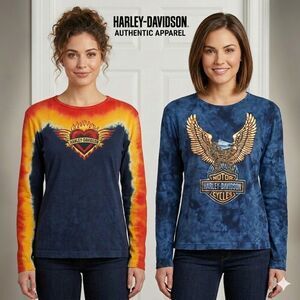 ​Lot of 2 Harley-Davidson Women’s Tie Dye Long Sleeve Shirts Size M Hollywood CA
